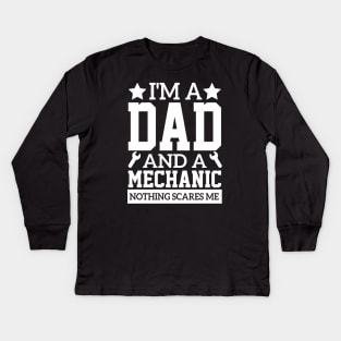 technician i'm a dad and a mechanic cool repair quote handyman car Kids Long Sleeve T-Shirt